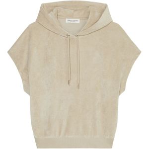 Marc O'Polo, Regelmatige korte mouwen hoodie Beige, Dames, Maat:XL