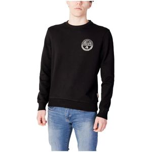 Napapijri, Sweatshirts & Hoodies, Heren, Zwart, S, Katoen, Zwarte katoenen sweatshirt met lange mouwen