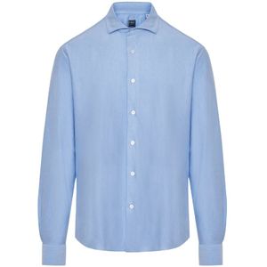 Fedeli, Overhemden, Heren, Blauw, 3Xl, Katoen, Stretchkatoenen overhemd gemaakt in Italië