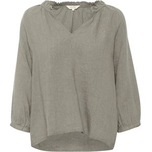 Part Two, Blouses & Shirts, Dames, Grijs, L, Linnen, Linnen Blouse met Ruchedetail