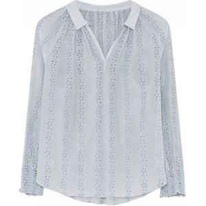 Gustav, Blouses & Shirts, Dames, Wit, XS, Katoen, Vrouwelijke Blouse met V-Hals en Smock Manchetten