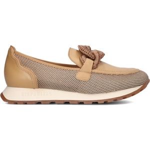 Hispanitas, Schoenen, Dames, Bruin, 41 EU, Leer, Beige Mesh Instappers met Camel Leer