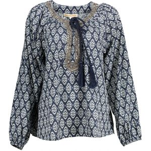 Kocca, Blouses & Shirts, Dames, Veelkleurig, S, Polyester, Blauwe Polyester Shirt met Lange Mouwen