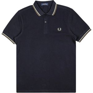 Fred Perry, Tops, Heren, Blauw, S, Katoen, Moderne Katoenen Polo Met Dubbele Streep