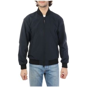 Woolrich, Blauwe Ss 23 Heren Wollen Bomberjack Blauw, Heren, Maat:S