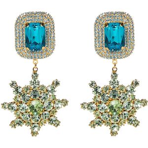 Magda Butrym, Gouden sterrenburst hanger met turquoise kristallen Beige, Dames, Maat:ONE Size
