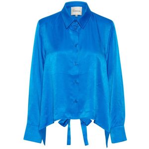 My Essential Wardrobe, Blouses & Shirts, Dames, Blauw, L, Polyester, Estellemw Knot Shirt Blouse Directoire Blue