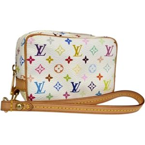 Louis Vuitton Vintage, Pre-owned, Dames, Wit, ONE Size, Leer, Tweedehands leren Louis Vuitton tassen