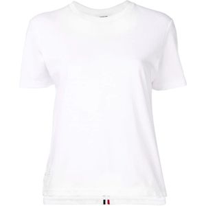 Thom Browne, Tops, Dames, Wit, 2Xs, Katoen, Relaxed Gestreept T-shirt Wit
