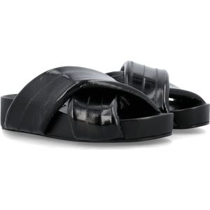 Jil Sander, Luxe zwarte leren slippers Zwart, Dames, Maat:36 EU