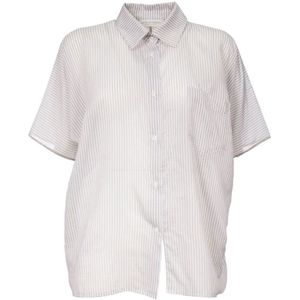 Le Tricot Perugia, Blouses & Shirts, Dames, Beige, S, Katoen, Gestreepte Katoen Zijde Shirt