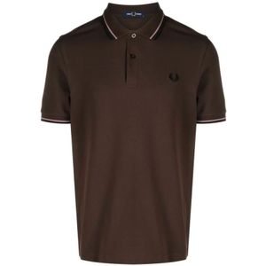 Fred Perry, Koffiebruine Gestreepte Polo Sweater Bruin, Heren, Maat:S