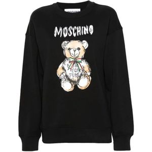Moschino, 1555C Felpa Sweatshirt Zwart, Dames, Maat:2XS
