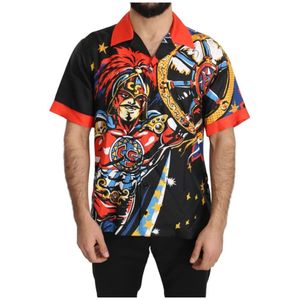Dolce & Gabbana, Overhemden, Heren, Veelkleurig, S, Zijden Multicolor Bedrukte Casual Overhemd
