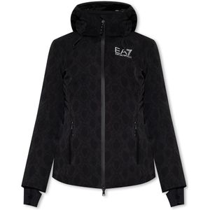 Emporio Armani Ea7, Ski-jack met logo Zwart, Dames, Maat:S