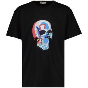 Alexander McQueen, Tops, Heren, Zwart, M, Katoen, Skull Print T-shirt