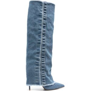 Le Silla, Schoenen, Dames, Blauw, 38 EU, Katoen, Andy 120mm Blauwe Randeffect Laarzen