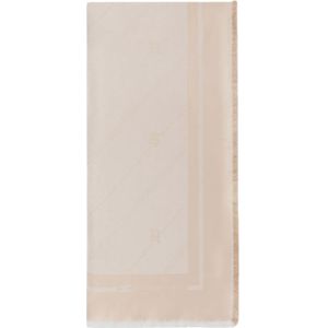 Elisabetta Franchi, Accessoires, Dames, Beige, ONE Size, Jacquard Lurex Logo Pashmina Sjaal