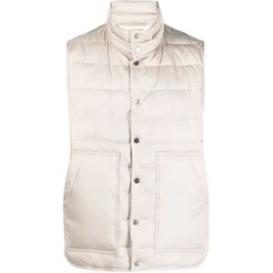 Kiton, Stijlvolle Gewatteerde Gilet met Hoge Kraag Beige, Heren, Maat:L