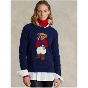 Polo Ralph Lauren, Sweatshirts & Hoodies, Dames, Blauw, L, Wol, Cashmere Wol Beer Jockey Trui