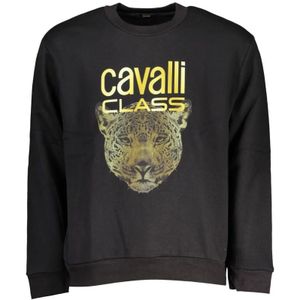 Cavalli Class, Sweatshirts & Hoodies, Heren, Zwart, M, Katoen, Chique Fleece Sweatshirt in Zwart