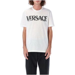 Versace, T-Shirt 10069741A04949 Wit, Heren, Maat:S