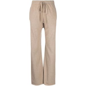 Maison Margiela, Broeken, Dames, Beige, S, Wol, Beige Gebreide Broek met Elastische Tailleband