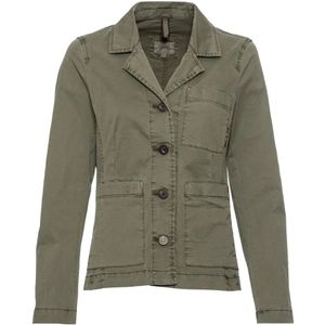 Camel Active, Slim Fit Worker Blazer van Katoenmix Groen, Dames, Maat:L