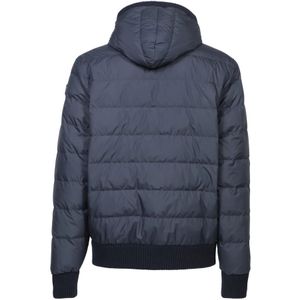 Moncler, Jassen, Heren, Blauw, L, Wol, Stijlvol Donkerblauw Gewatteerd Jack