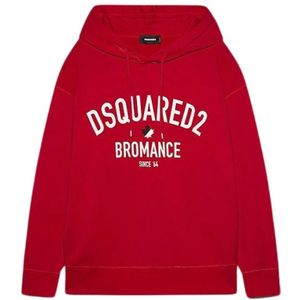 Dsquared2, Sweatshirts & Hoodies, Heren, Rood, S, Katoen, Oversized Katoenen Sweatshirt met Capuchon