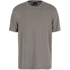 Giorgio Armani, Tops, Heren, Veelkleurig, L, Geometrische Print T-shirt Rood