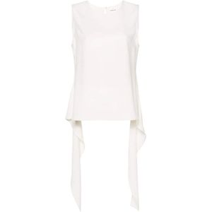 P.a.r.o.s.h., Crèmekleurige Mouwloze Blouse met Asymmetrische Details Wit, Dames, Maat:M