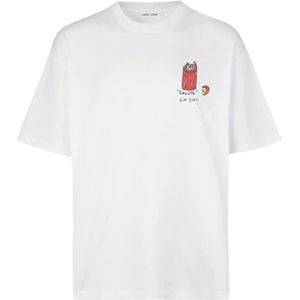 Samsøe Samsøe, Tops, Heren, Wit, L, Scandinavische Stijl T-Shirt