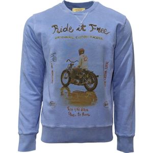 Bob, Sweatshirts & Hoodies, Heren, Blauw, L, Katoen, Vintage Blauwe Crew Neck Sweatshirt