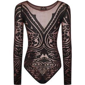 Wolford, Tops, Dames, Bruin, S, Wol, Bruine Paisley Tattoo Bodysuit Top