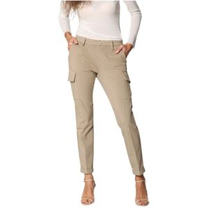 Mason's, Cargo broek met curvy pasvorm in technisch jersey Beige, Dames, Maat:S