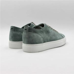 Doucal's, Schoenen, Heren, Blauw, 41 EU, Suède, Groene Lage Top Suède Sneakers