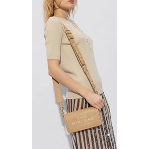 Marc Jacobs, Tassen, Dames, Beige, ONE Size, Leer, De Mini Bag leren schoudertas