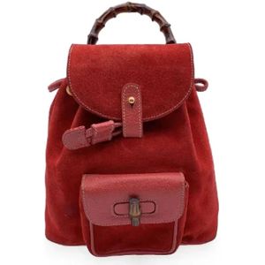 Gucci Vintage, Pre-owned, Dames, Rood, ONE Size, Leer, Pre-owned Suede backpacks