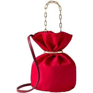 Borbonese, Kleine Trésor Bucket Tas - Gerecyclede Stoffen Schoudertas Rood, Dames, Maat:ONE Size