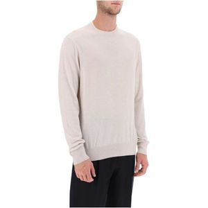 Agnona, Truien, Heren, Beige, L, Kasjmier, Luxe Zijde Kasjmier Crew-Neck Sweater