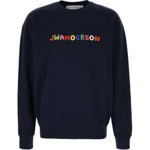 JW Anderson, Sweatshirts & Hoodies, Heren, Blauw, XS, Katoen, Stijlvolle Sweatshirt Collectie