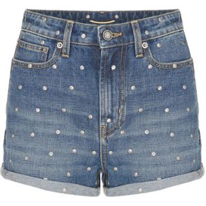 Saint Laurent, Korte broeken, Dames, Blauw, W27, Denim, Hoge Taille Denim Shorts
