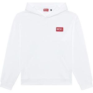 Diesel, Sweatshirts & Hoodies, Heren, Wit, 3Xl, Katoen, Oversized hoodie with logo patch