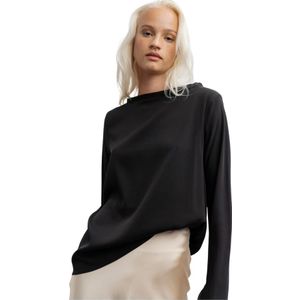 Ahlvar Gallery, Lola silk blouse black Zwart, Dames, Maat:XL