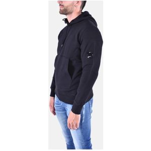 C.p. Company, Sweatshirts & Hoodies, Heren, Zwart, M, Katoen, Diagonaal Verhoogd Fleece Hoodie