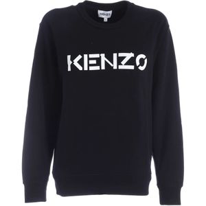 Kenzo, Sweatshirts & Hoodies, Dames, Zwart, S, Katoen, Klassieke Zwarte Logo Sweatshirt
