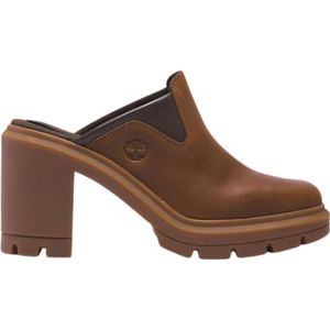 Timberland, Schoenen, Dames, Bruin, 40 EU, Leer, Elegante Instap Hakken met Ortho Lite