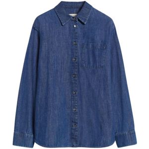 Max Mara Weekend, Blouses & Shirts, Dames, Blauw, M, Denim, Klassieke denim overhemd met retro vibe