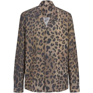 Balmain, Overhemden, Heren, Veelkleurig, M, Katoen, Pyjama shirt met luipaardprint